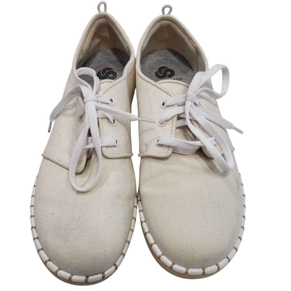 Clarks Cloudsteppers Womans Size 7.5 M Cream Casual Oxford Style Shoes